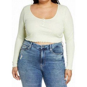 BP. Scoop Neck Long Sleeve Crop Henley NEW WITH TAGS